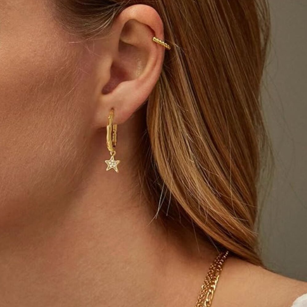 Stars Hoop Earrings - Picture 3 of 4